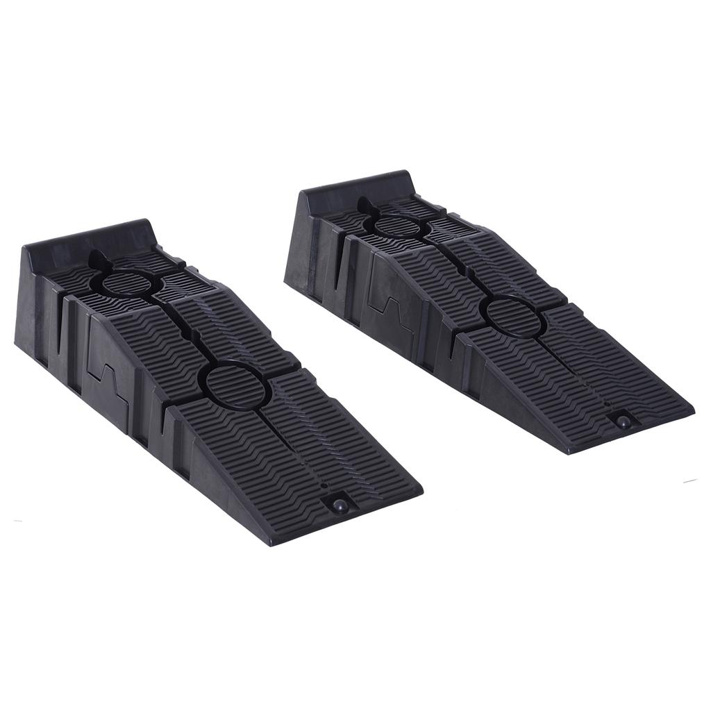 2 PCs Car Ramps Heavy Duty 2.5 Ton Motorhome Levelling Ramps, Plastic Garage Workshop Car Lift, Portable Automotive Vehicle Campervan Car Ramp, Black