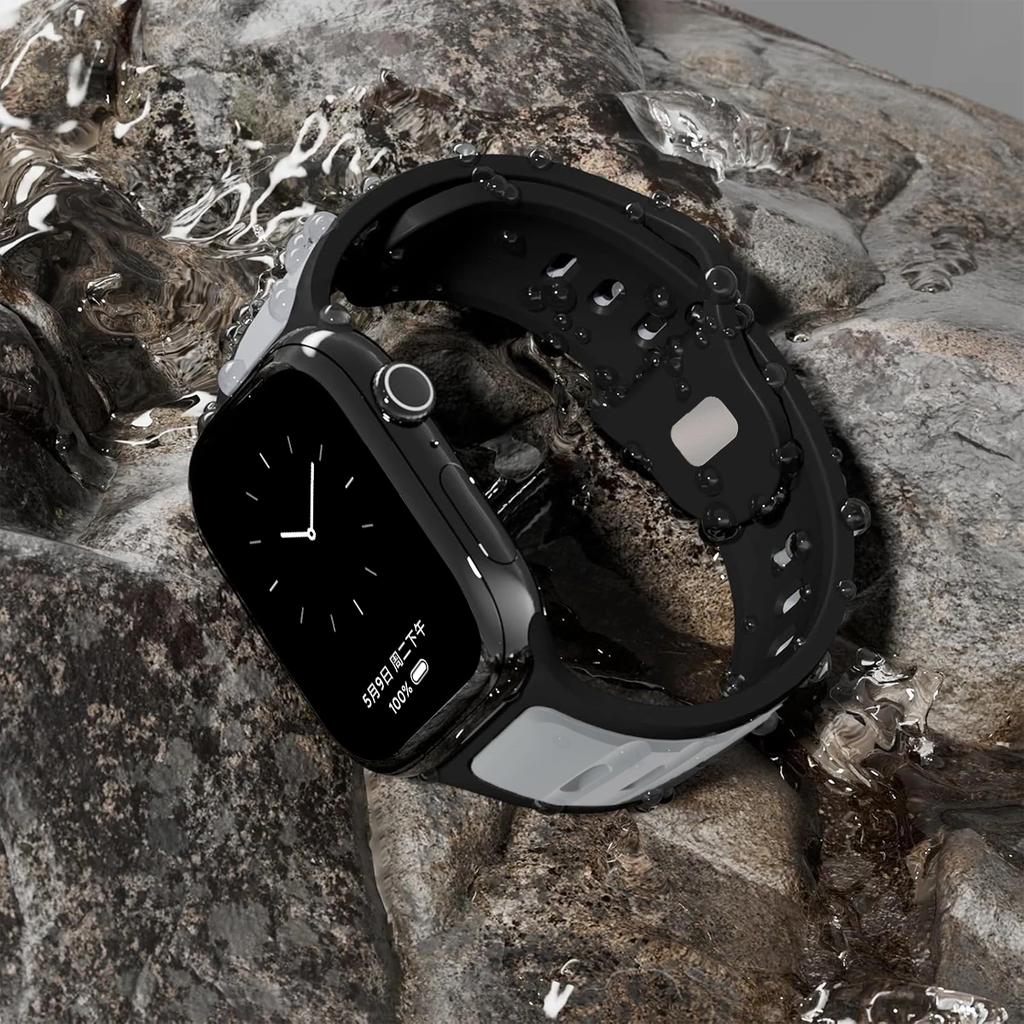 Sports Two Tone Silicone Strap for Apple Watch Band Ultra 2 49mm 46mm 42 44 45mm Wristband for Iwatch Series 10 9 8 7 6 SE 5 4 3