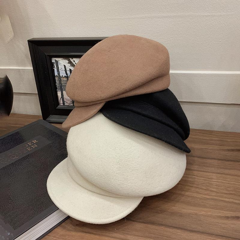 100% Pure Wool Custom Autumn and Winter Beret Designer Wedding Ladies New Peaked Cap Banquet Top Hat