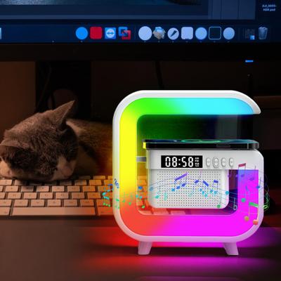 Bluetooth-compatible Speaker Office Clock RGB Night Light Charger 15W Fast Charging Wireless Alarm Home Desktop Digital Clock Table