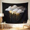 Abstract Cloud Gold Dripping Tapestry Wall Hanging Black Background Luxury Modern Decor Art Canvas Print for Living Room Bedroom