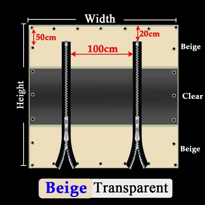 PVC Tarpaulin with Two Zippers Thickened 0.35mm 450 G/m² Waterproof Tarp Vinyl Outdoor Curtains For Patio Pergola Gazebo Porch