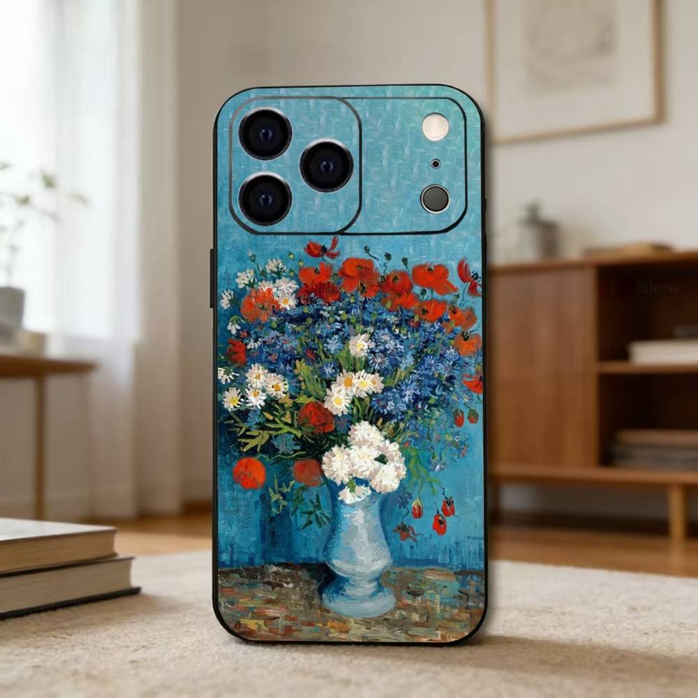 R-Retro V-Van G-Gogh O-Oil P-Painting Phone Case For iPhone 17,16,15,14,13,12,11 Plus,Pro Max,XS,Soft Silicone Black Cover