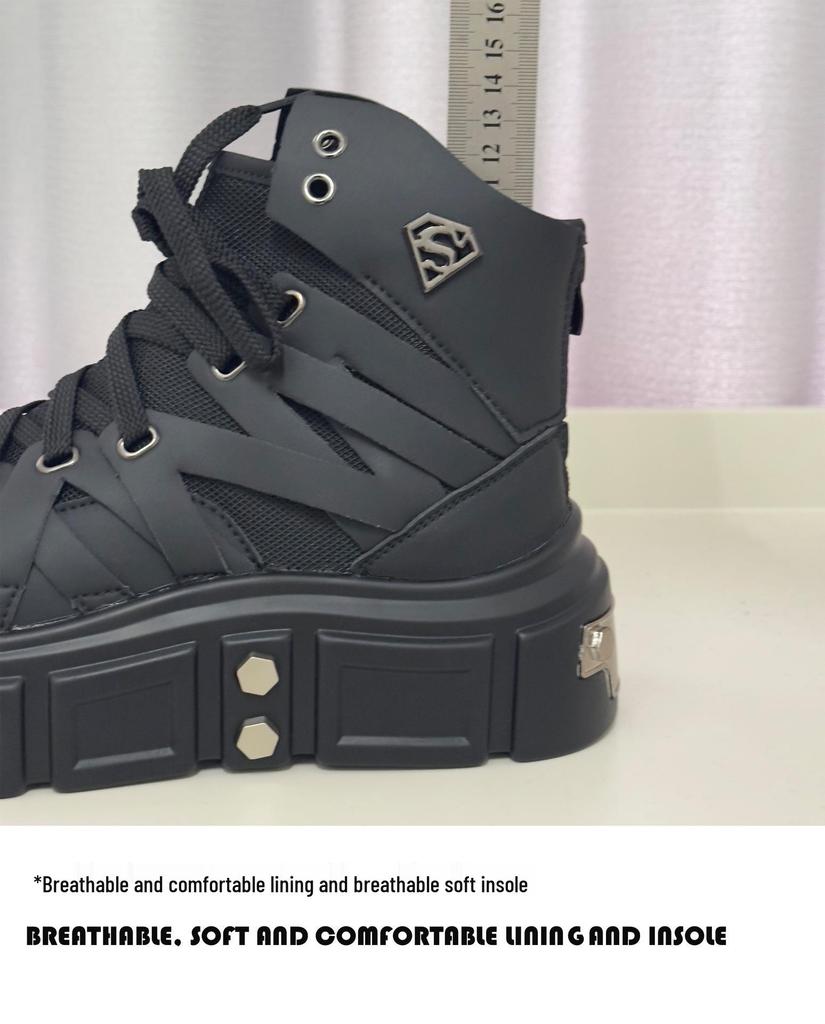 HEYANG Men's Fashion Height-Boosting Punk Boots - Thick-Soled Casual Design