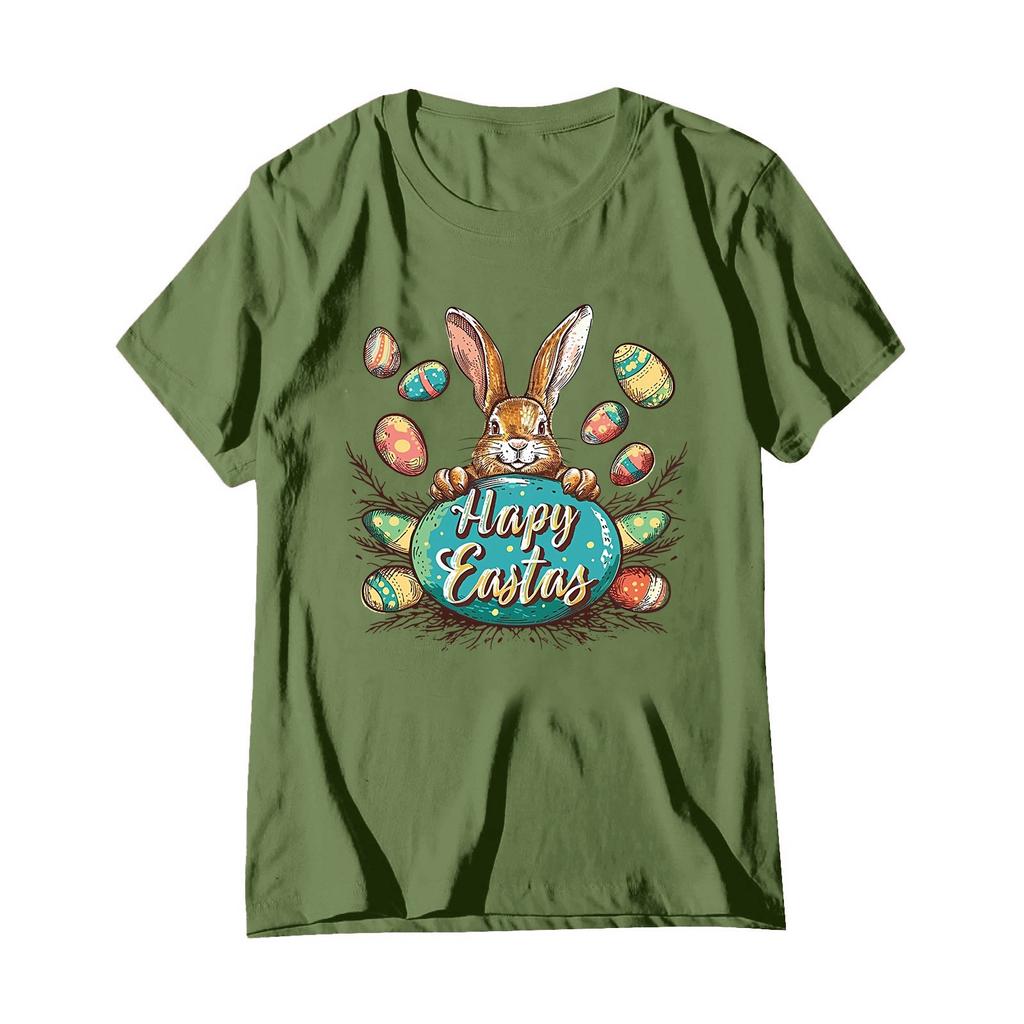 Damenmode Bedrucktes Rundhals Kurzarm Freizeit T-Shirt Top