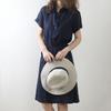 Summer Lady Dress Turn-down Collar Short Sleeves A-line Big Hem Pure Color Lace-up Strap Half Single-breasted Midi Dress Dating