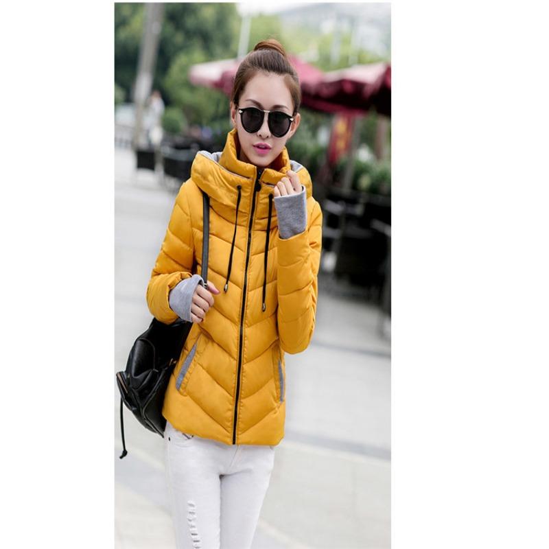 

Женская одежда короткий воротник-стойка перчатки пуховик теплая большого размера приталенная хлопковая куртка студенческая одежда тренд XXXL хаки