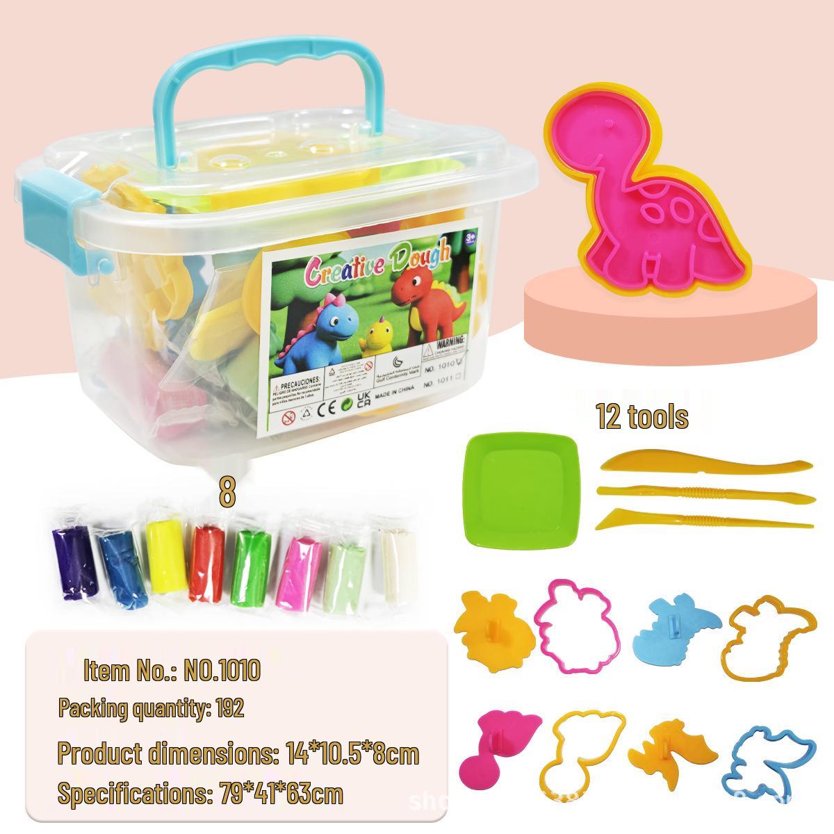 Набор пластилина «Динозавры»: Цветное тесто для лепки с формочками и инструментами для оттисков для детей