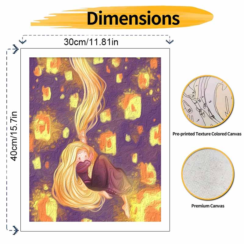 Disney Rapunzel Oil Painting Art Tangled Floating Lanterns Handmade Diy Painting Home Decoration Gift