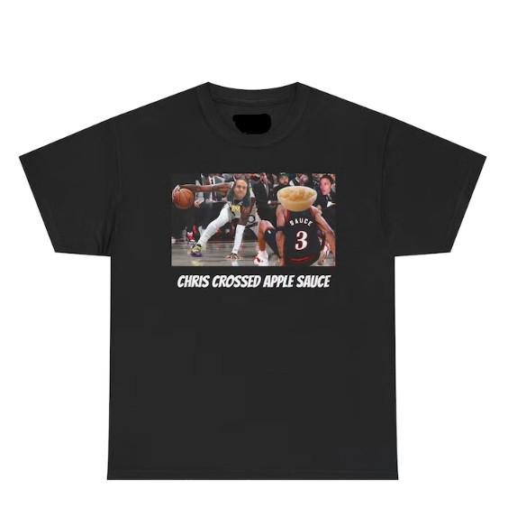 Chris Crossed Apple Sauce Tee, Funny Basketball Heavy Cotton T-Shirt S разноцветный
