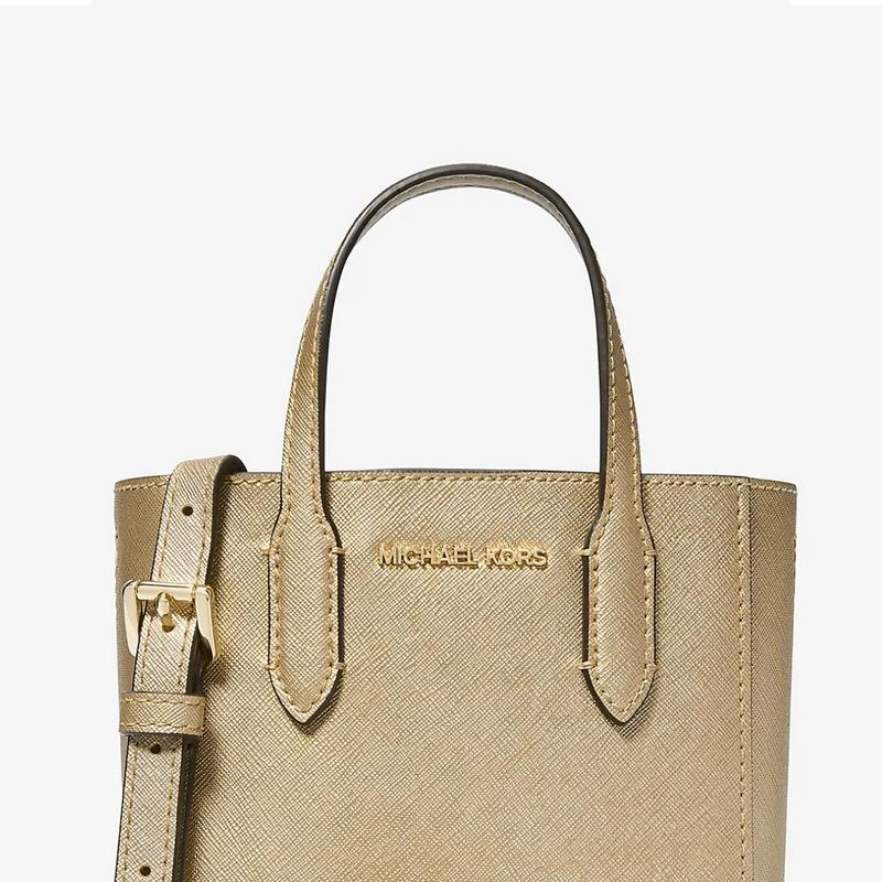 MICHAEL KORS Vincent Adjustable Shoulder Strap Coated Canvas Tote Bag Tote Bag Shopping Bag Shoulder Crossbody Handbag Mini Women's Gold