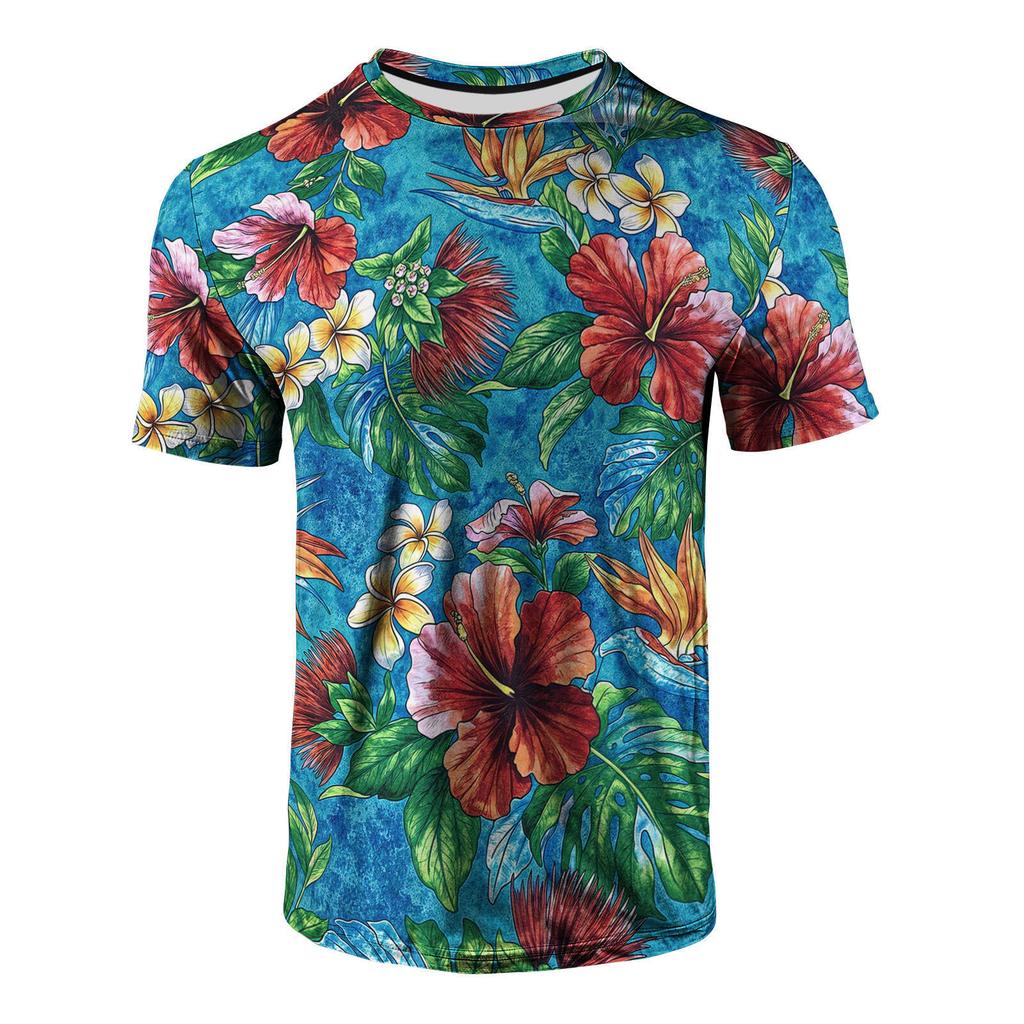 T-shirt Estiva da Uomo Girocollo Stampata in 3D Moda Versatile Traspirante Tendenza Casual