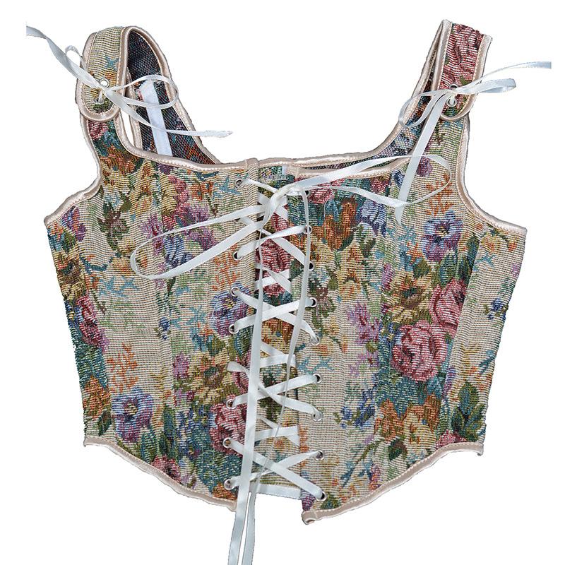 French Vintage Lace Up Waist Cincher Cami Top Women S Sexy Backless Camisole
