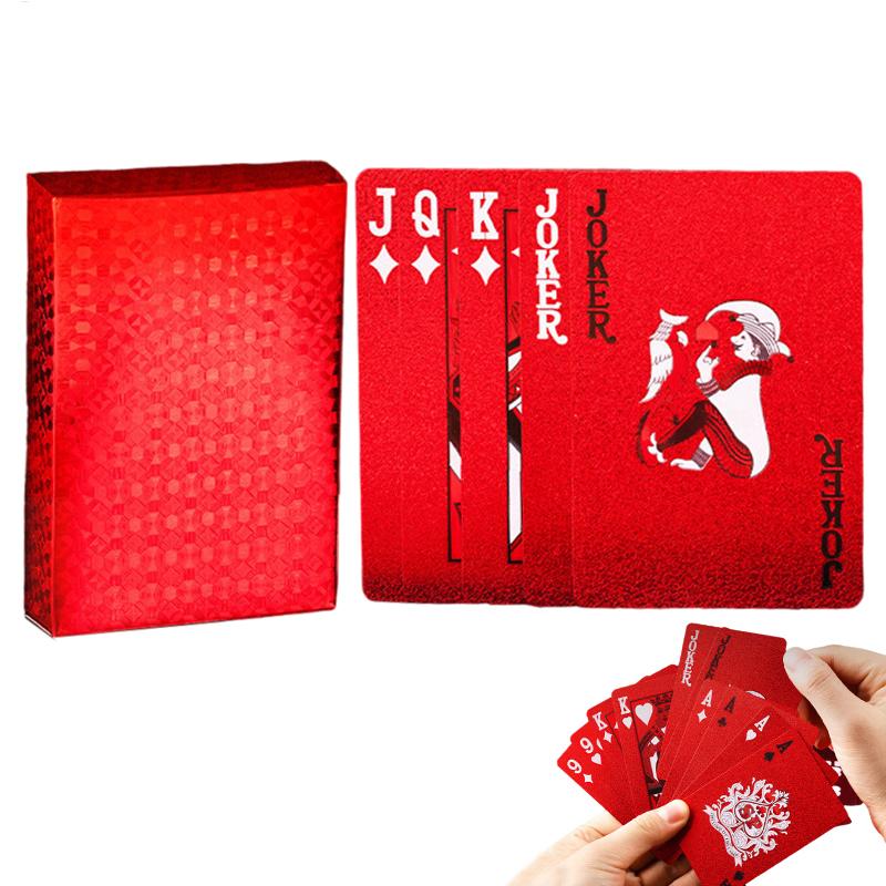 Red plastic playing cards PVC poker waterproof washable Parker rustic gold Year of the Dragon creative thickened card d