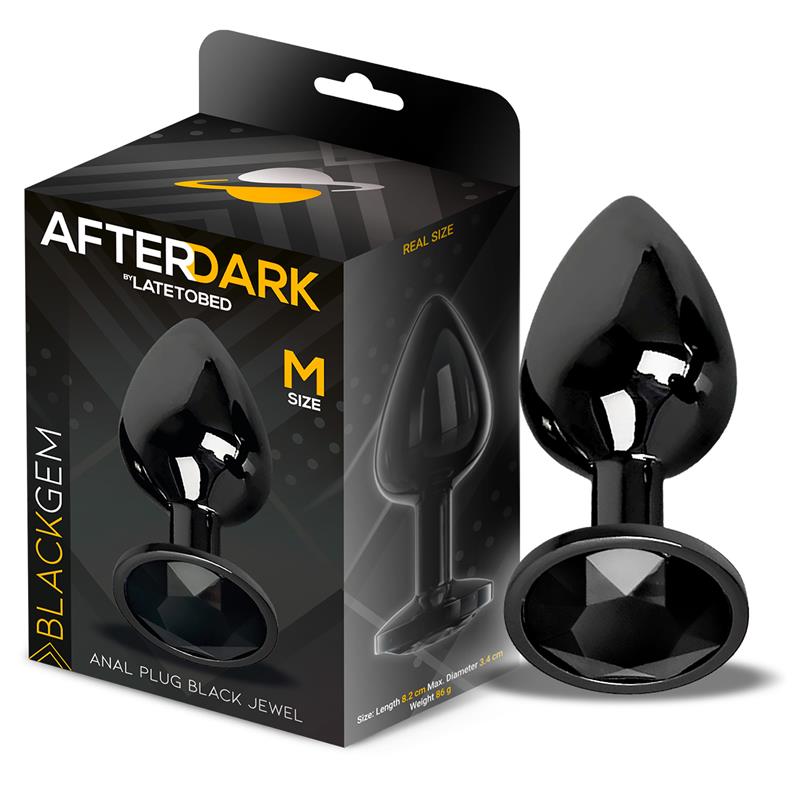 Blackgem Metal Anal Plug with Jewel Black Color Size M
