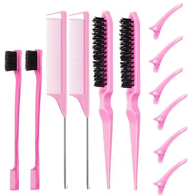 3/12-teiliges doppelseitiges Haarkantenbürsten-Set, Haar-Styling-Kamm, Kontrollbürste, Zubehör, Haaransatzbürste, Kamm, Styling-Trennkamm