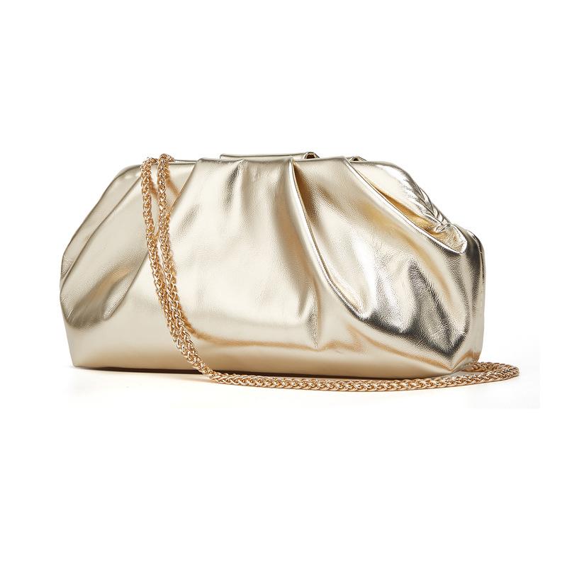 Folded Cloud Bag Women'S New Trendy Fashion Silver Portable Small Square Bag Versatile Ins Chain Messenger Bag
