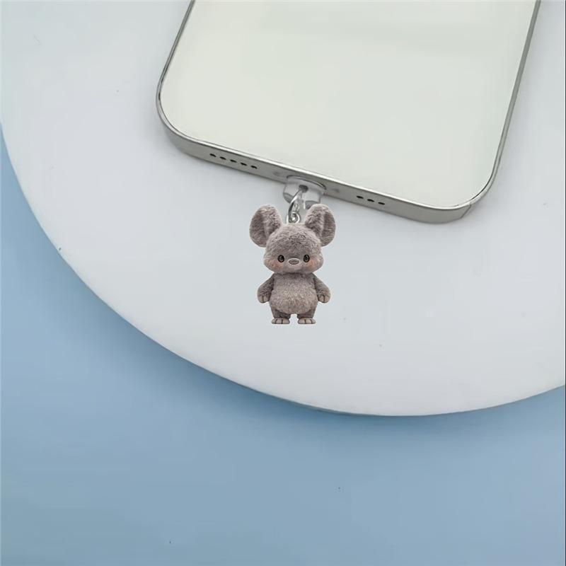 2D Acrylic Grizzly Bear, Acrylic Mobile Phone Dust Plug Pendant Type-C