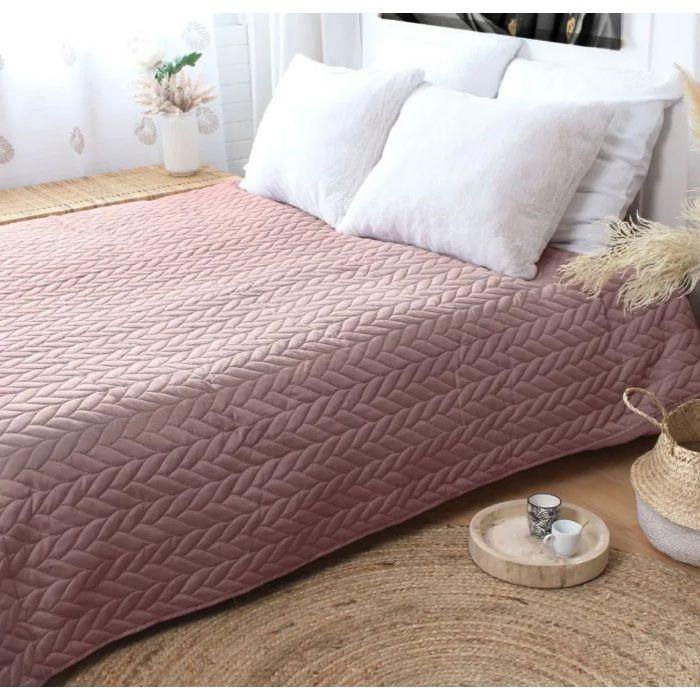 Couvre-lit en microfibre effet tresse 240 x 220 cm Rose