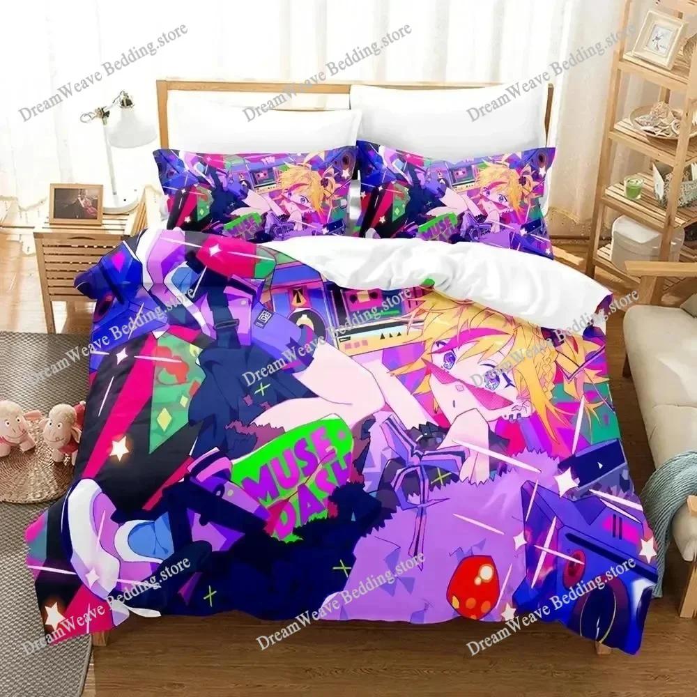 Anime Muse Dash Game Bedding Set Duvet Cover Bed Set Quilt Cover Pillowcase Comforter King Queen Size Boys Adult Bedding Set