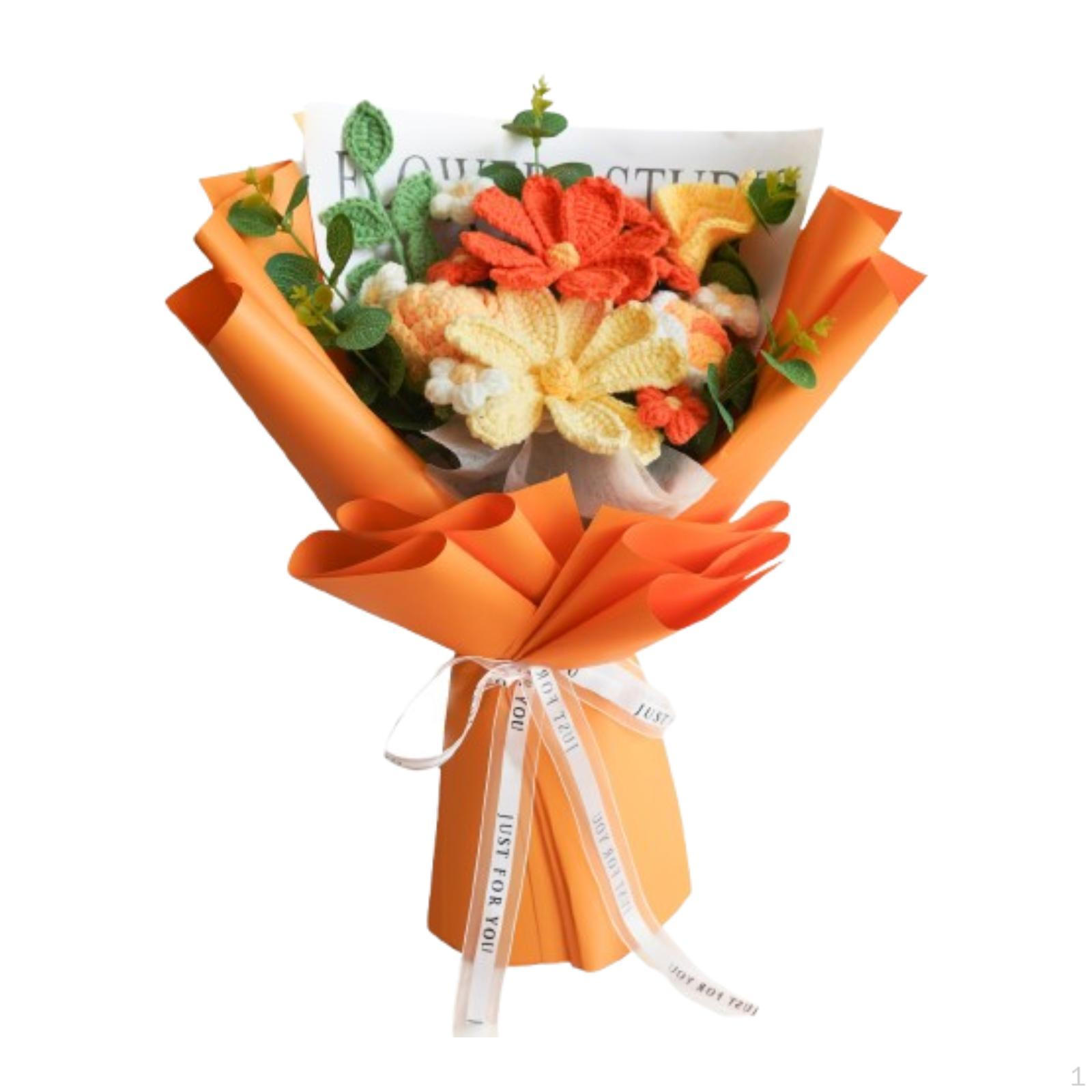 

17,7-дюймовый букет цветов крючком, ручная работа, вечное благословение, искусственные цветы для украшения дома жёлтый