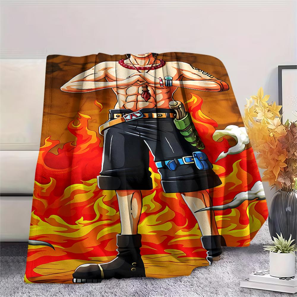 One Piece Charakter Print Flaneldecke, Hohe Qualität, Bequem für alle Jahreszeiten, Heimdekoration, Wärme und Komfort, Perfekt für Weihnachtsgeschenke