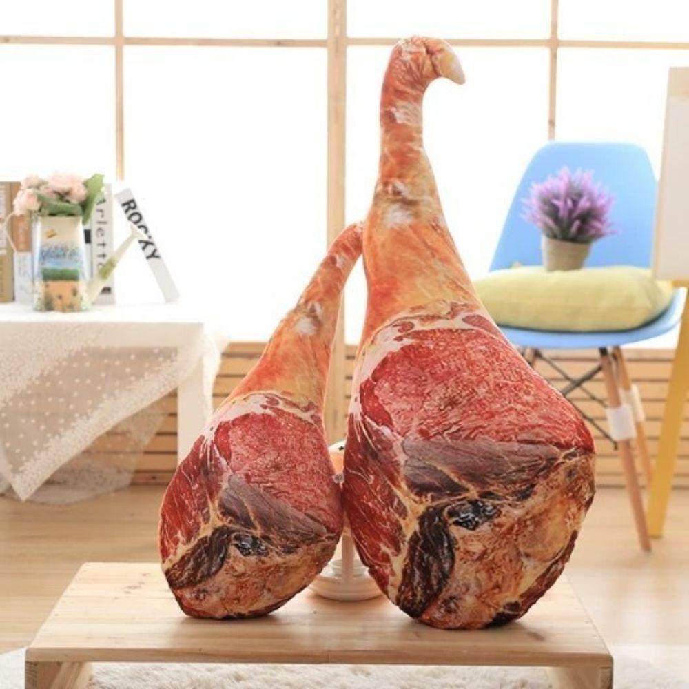 Stuffed Toy Ham Food Pillow Waist Cushion 3D Simulation Ham Creative Ham Plush Toy Office Sofa