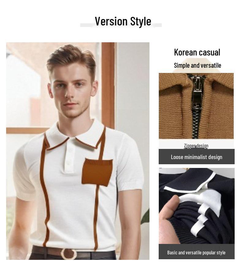 Men's Slim Fit Short-Sleeve Polo Shirt - Middle-Aged Spring/Summer Business Casual Fashion