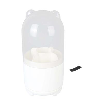Makeup Brush Holder Organizer with Lid Desktop Rotating Dustproof Cosmetics Storage Container White