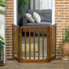 Foldable Dog Gate with 3 Panels with Anti-Slip Feet for Corridors, Stairs and Rooms, In Pine Wood, 181x35x76 Cm, Dark Brown