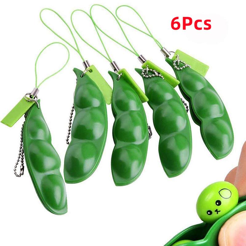 Стресс-снимающая игрушка в виде стручка гороха, сжимаемая, креативный дизайн, брелок эдамаме, сжимание, веселье, дышащие аксессуары для снятия стресса
