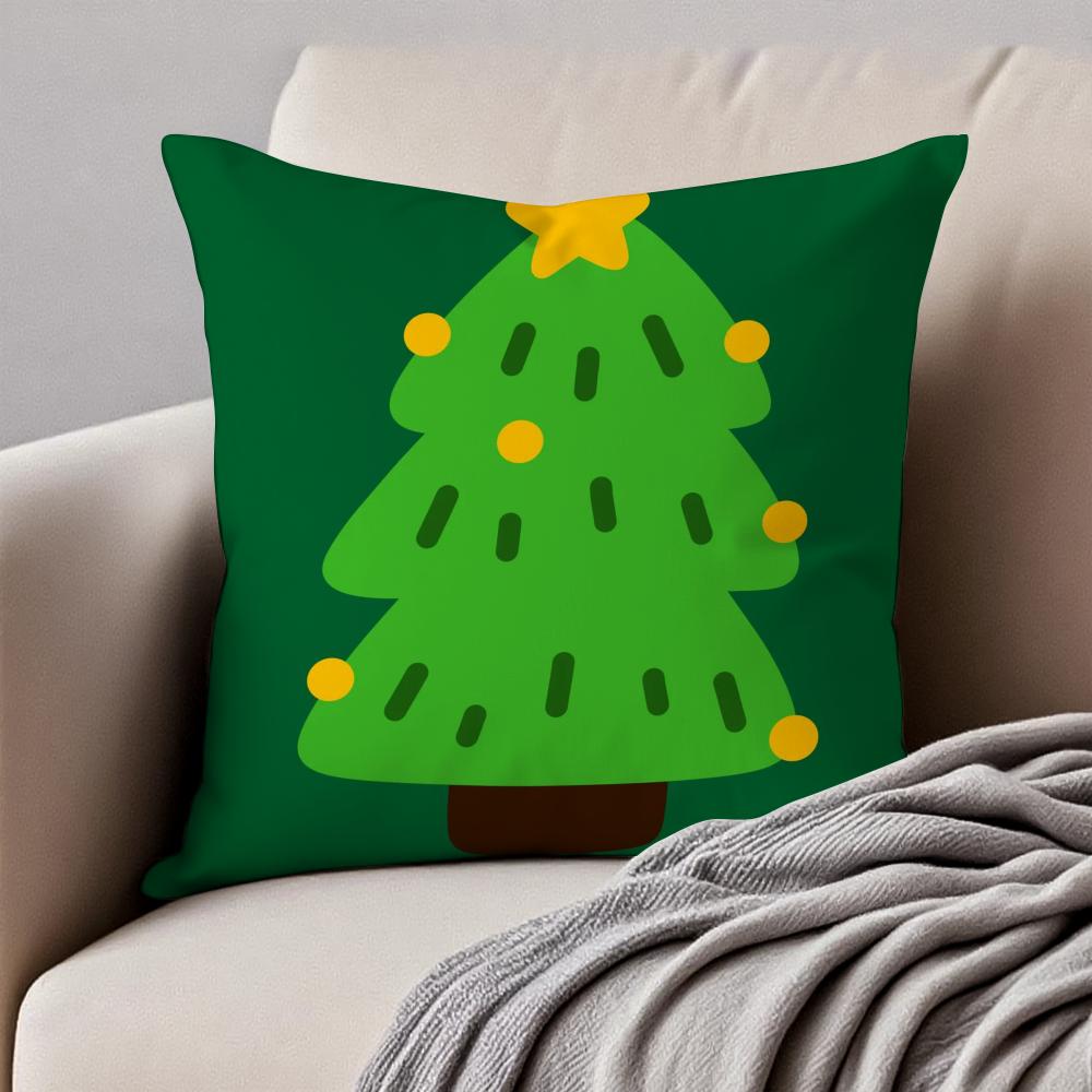Christmas Cushion Cover Pillowcase Antidustmite Invisible Zipper Short Plush Sofa Cushion