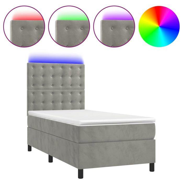 VidaXL Slatted Bed Base with Mattress and LED, Upholstered Bed, Single Bed, Adult Bed for Interior Bedroom, 3136347
