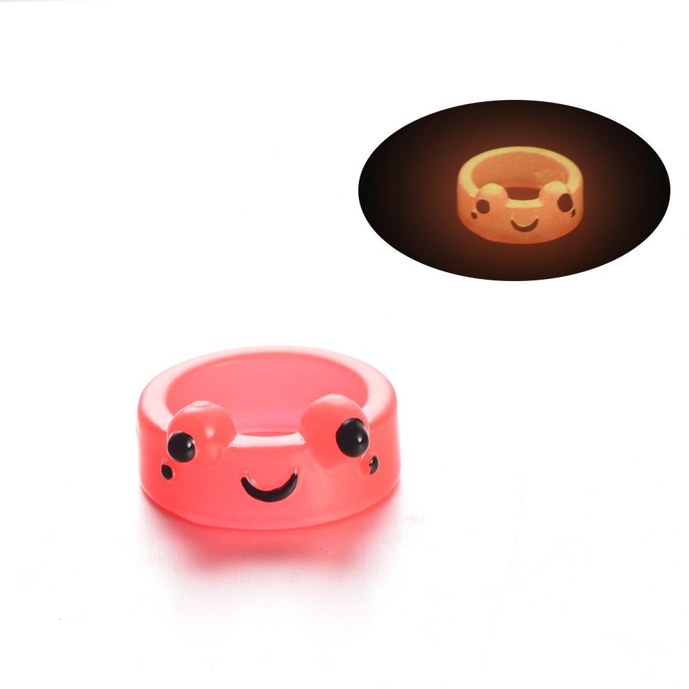 Glow Frog Resin Ring Colorful Acrylic Frog Rings Personality Animal Cartoon Cute Finger Ring Animal Jewelry Girlfriends Gifts