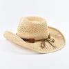 Summer Straw Western Cowboy Hat for Women Men Outdoor Hollow Out Travel Beach Sun Hat