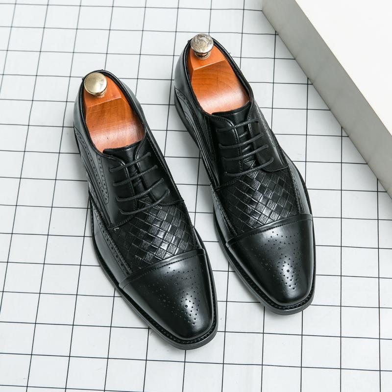 Gentleman Fashion Business Leather Shoes Mens Office Shoes Lace-up Shoes Office Shoes Luxury Leisure Italy Style Plus Size 38-48