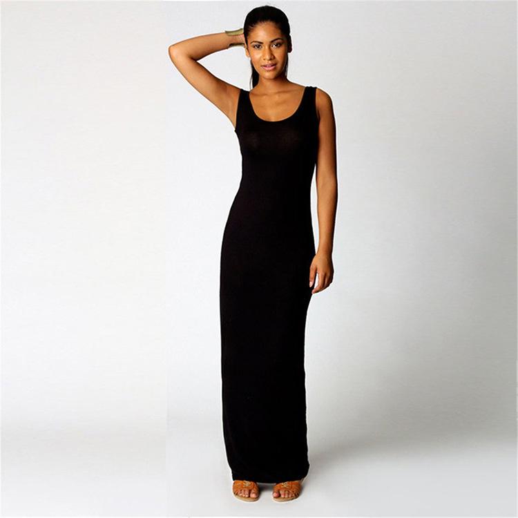 Elegant Solid Color Bodycon Tank Dress for Nightclub Summer