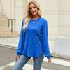 Women's Fall Casual Long Sleeve Top Crew Neck Pleated Loose Fit Fashion Daily Wear Tunic Blouse