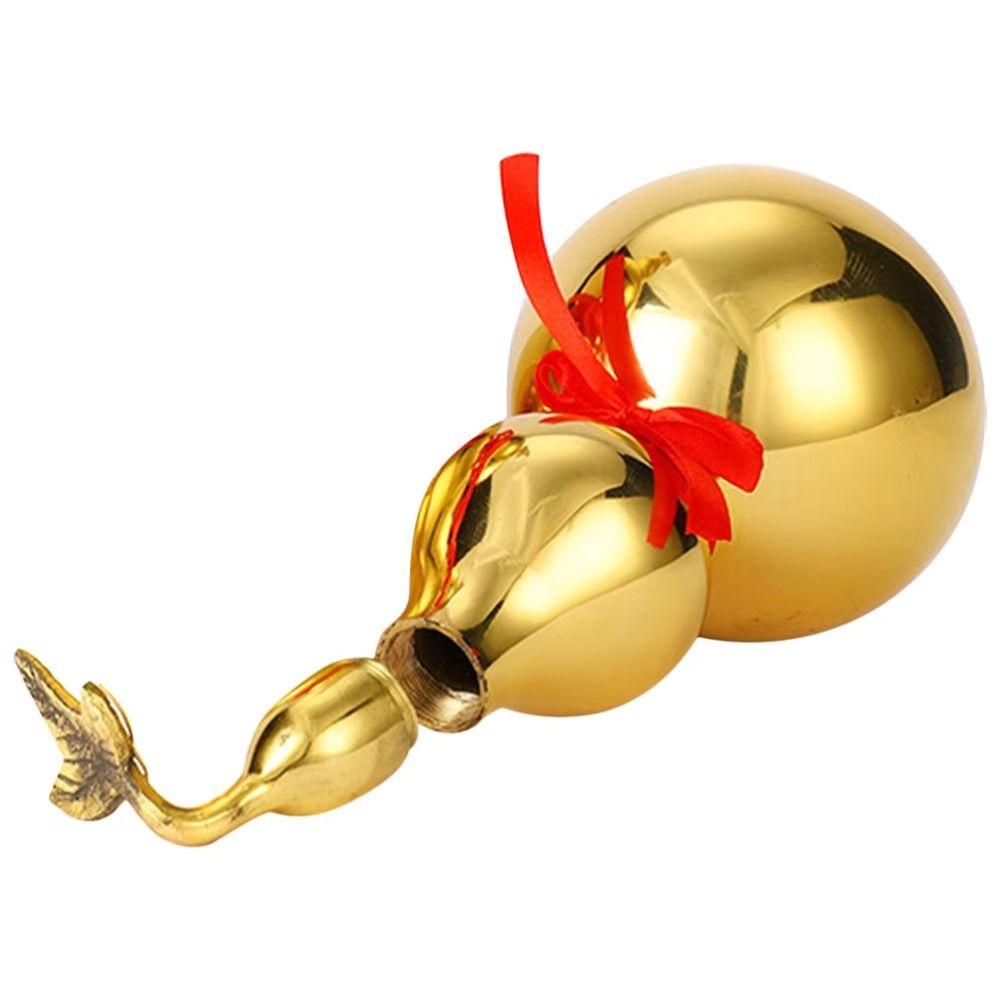 Smooth Brass Gourd Statue with Cover Gossip Gourd Crafts Copper Gourd Ornament  Fengshui