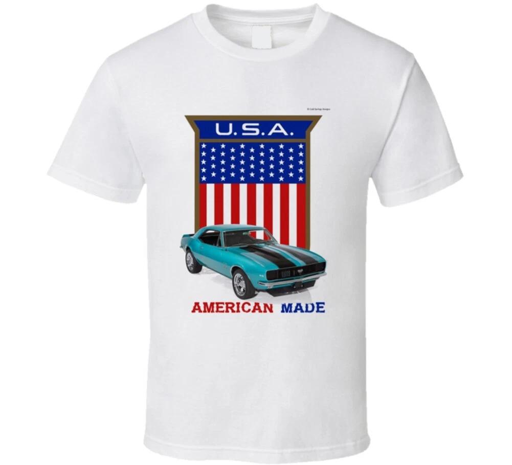 American Made Camaro Musclecar Usa Flag Shield Gift T Shirt S