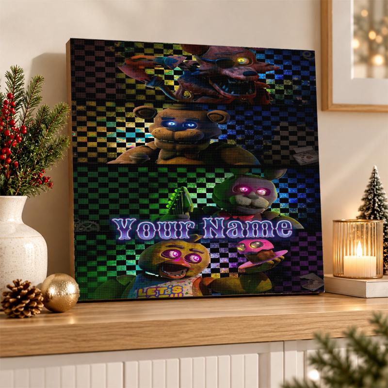 Kit Pittura Diamante 5D Nome Personalizzato Five Nights at Freddy’s Decorazione Artistica Diamante Full Drill Fai da Te