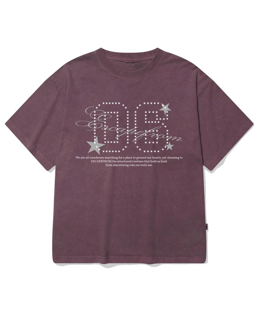 ESCAPEFROM Starline 06 Print Oversized Pigment Short Sleeve T-Shirt Violet