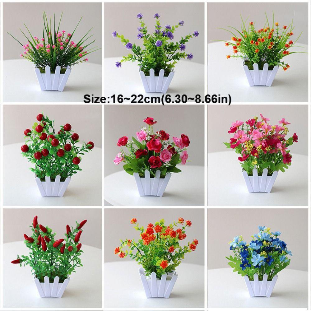 10 Styles Artificial Flowers Plastic Fake Flower Potted New Simulation Plant  Home Decor
