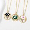 Colorful Evil Eye Pendant Necklace with Rhinestone Inlay - European & American Fashion Lucky Charm