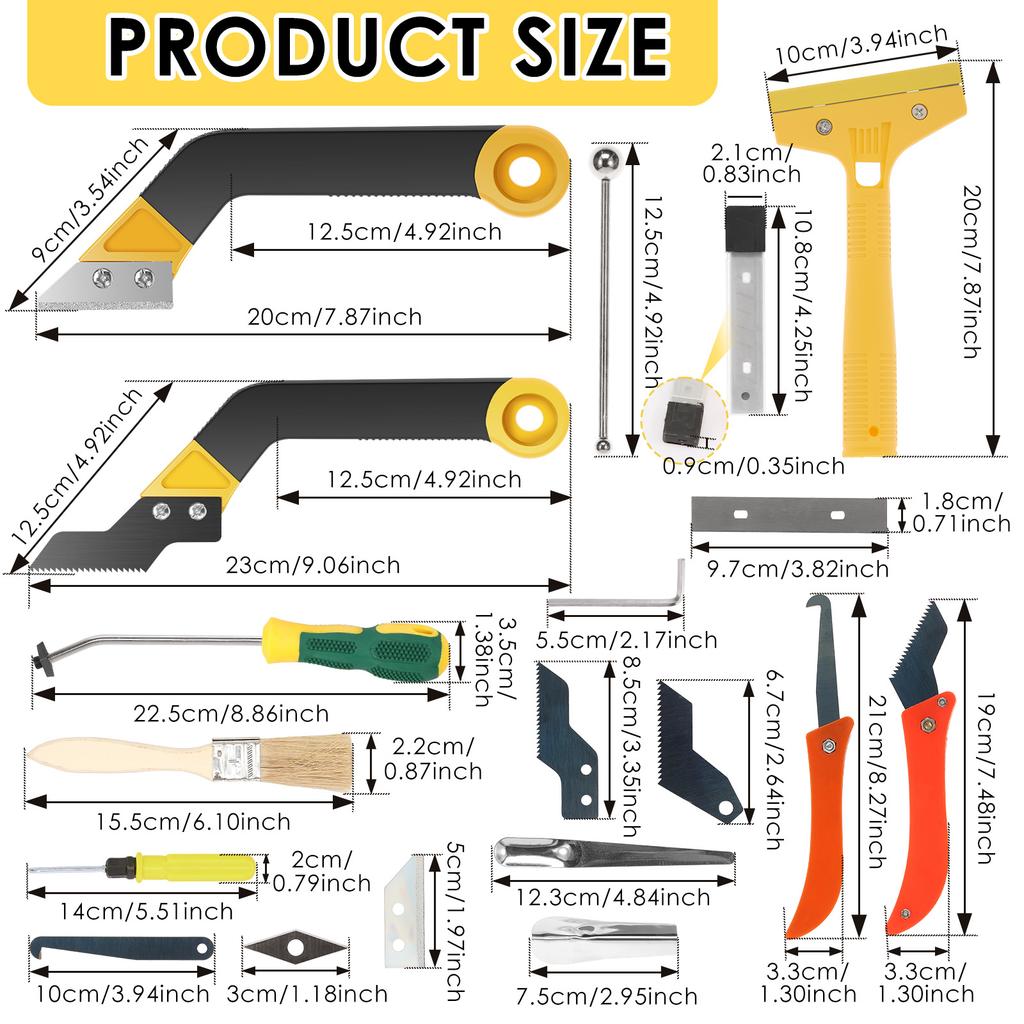 Grout Removal Tool Kit Efficient Tile Grout Cleaner with Hook Knife Serrated Knife and Blades for Floor Tile Cleaning Tile Grout