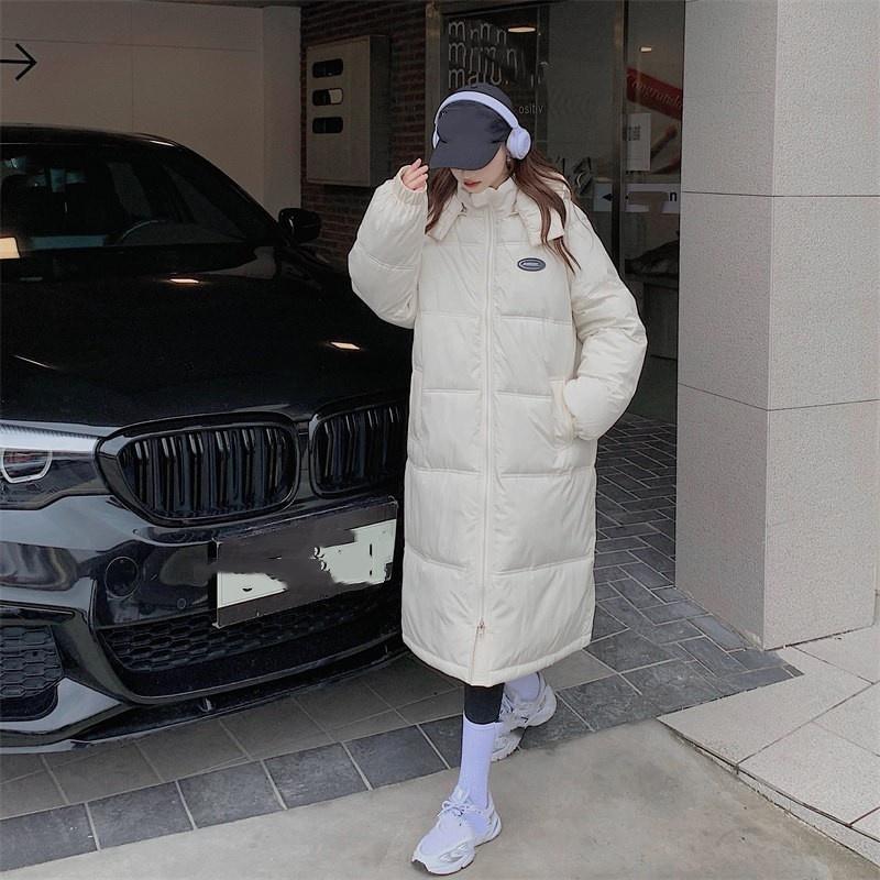 Padded Jacket Women's Winter Casual Thick Padded Jacket Over The Knee Long Padded Jacket Hooded Jacket