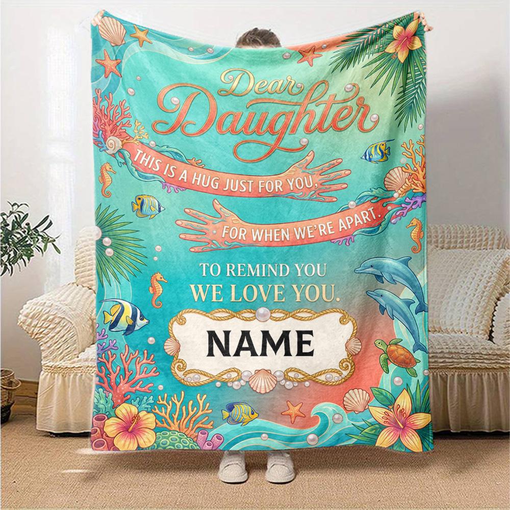 Ocean Love Letter Personalized Name Blankets Soft And Comfortable Against The Skin Naps And The Office A Wonderful Gift For Friends Family And Loved