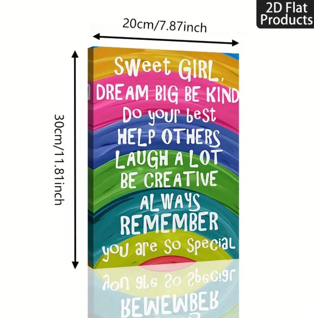 Inspirational English Canvas Art with Pine Wood Frame