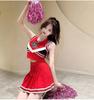 [Lady Lazy] Cheerleader Cosplay Costume Halloween Photoshoot Support Sexy Miniskirt Midriff-Baring Red (XXL)
