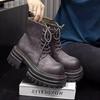[Fanfna] Retro Polished and Old Martin Boots Women's 2025 Autumn New Versatile Lace-up Short Boots Locomotive Boots